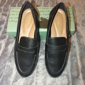 Kensie Black Leather Penny Loafers